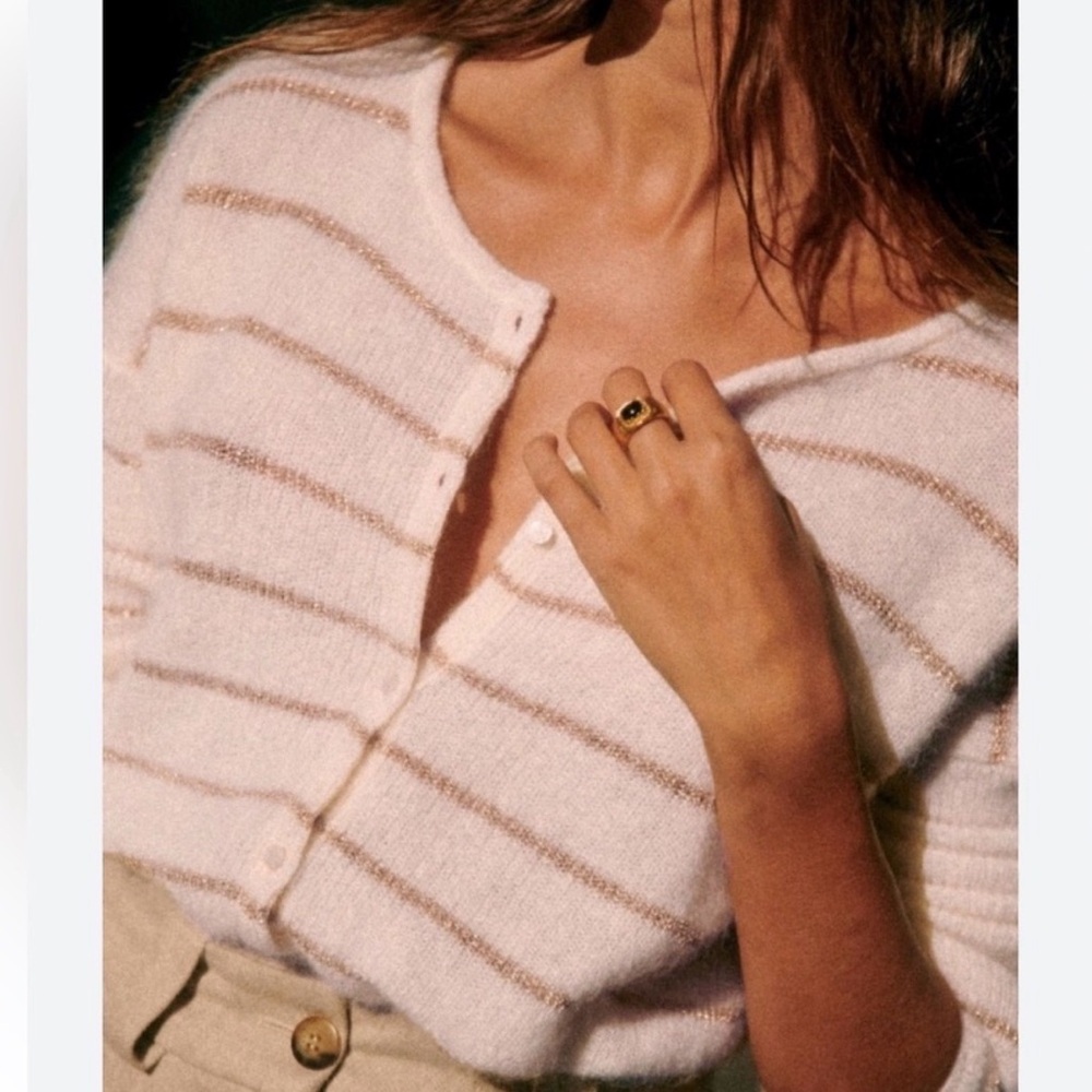Sezane | Gaspard Cardigan in Ecru Gold, size medium - Picture 2 of 12
